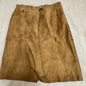 Lauren Ralph Lauren  Suede Leather Lined Beige Skirt Size 8